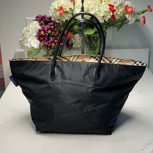 Burberry Blue Label Black & Nova Check Tote Bag EUC! + COA
